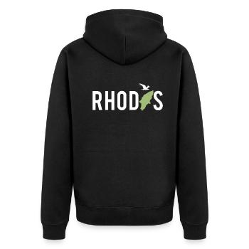 Rhodos Insel Karte Griechenland Urlaub Geschenk - Unisex Premium Bio Zip Hoodie - Schwarz - Hinten - Nico (187cm)