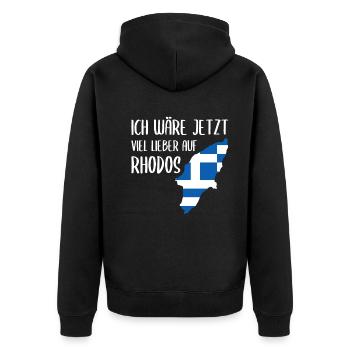 Rhodos Insel Lustiger Spruch Urlaub Geschenk - Unisex Premium Bio Zip Hoodie - Schwarz - Hinten - Nico (187cm)