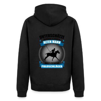 Polo Sport Alter Mann Spruch Geschenk Herren - Unisex Premium Bio Zip Hoodie - Schwarz - Hinten - Nico (187cm)