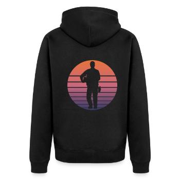 Postbote Zusteller Briefträger Retro Geschenk - Unisex Premium Bio Zip Hoodie - Schwarz - Hinten - Nico (187cm)