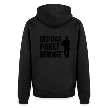 Postbote Zusteller Spruch Briefträger Geschenk - Unisex Premium Bio Zip Hoodie - Schwarz - Hinten - Nico (187cm)