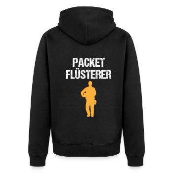 Postbote Zusteller Briefträger Geschenk - Unisex Premium Bio Zip Hoodie - Schwarz - Hinten - Nico (187cm)
