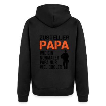 Zusteller Papa Postbote Briefträger Geschenk - Unisex Premium Bio Zip Hoodie - Schwarz - Hinten - Nico (187cm)