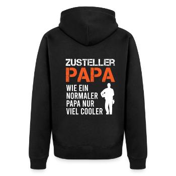 Zusteller Papa Postbote Briefträger Geschenk - Unisex Premium Bio Zip Hoodie - Schwarz - Hinten - Nico (187cm)
