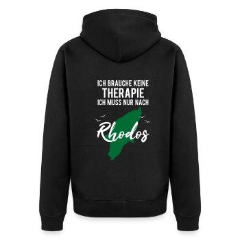 Rhodos Insel Lustiger Spruch Urlaub Geschenk - Unisex Premium Bio Zip Hoodie - Schwarz - Hinten - Nico (187cm)