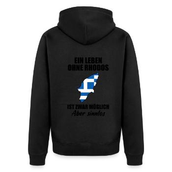 Rhodos Insel Lustiger Spruch Urlaub Geschenk - Unisex Premium Bio Zip Hoodie - Schwarz - Hinten - Nico (187cm)
