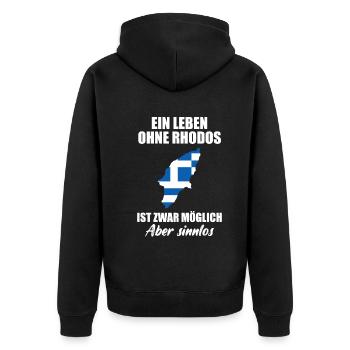 Rhodos Insel Lustiger Spruch Urlaub Geschenk - Unisex Premium Bio Zip Hoodie - Schwarz - Hinten - Nico (187cm)