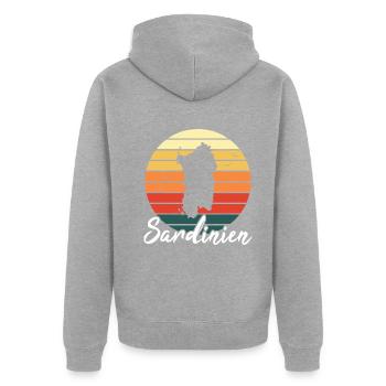 Sardaigne Île Italie Cadeau Rétro de Vacances - Veste à capuche bio Premium Unisexe - gris chiné - Dos - Nico (187cm)