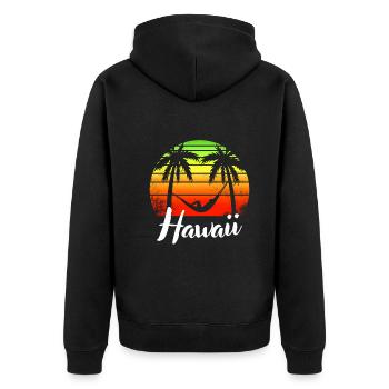 Tropical Palms Summer Gift Retro Hawaii - Unisex Premium Organic Zip Hoodie - black - Back - Nico (187cm)