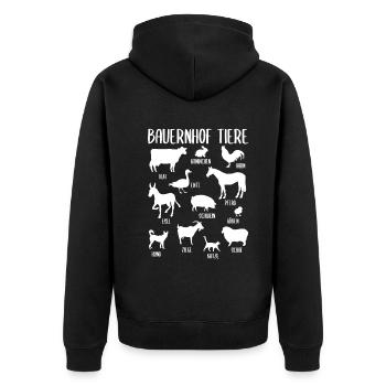 Bauernhof Tiere Farm Tiere Mit Namen Geschenk - Unisex Premium Bio Zip Hoodie - Schwarz - Hinten - Nico (187cm)