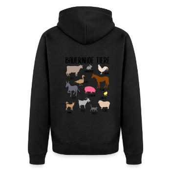 Bauernhof Tiere Farm Tiere Mit Namen Geschenk - Unisex Premium Bio Zip Hoodie - Schwarz - Hinten - Nico (187cm)