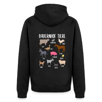 Bauernhof Tiere Farm Tiere Mit Namen Geschenk - Unisex Premium Bio Zip Hoodie - Schwarz - Hinten - Nico (187cm)