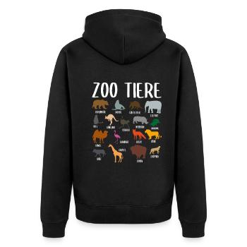 Zoo Tiere Sammlung Mit Namen Zootiere Geschenk - Unisex Premium Bio Zip Hoodie - Schwarz - Hinten - Nico (187cm)