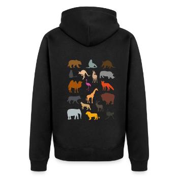 Collection d’animaux de zoo Animaux de zoo Cadeau pour les visiteurs de zoo - Veste à capuche bio Premium Unisexe - noir - Dos - Nico (187cm)