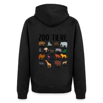 Zoo Tiere Sammlung Mit Namen Zootiere Geschenk - Unisex Premium Bio Zip Hoodie - Schwarz - Hinten - Nico (187cm)
