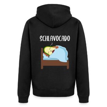 Lustige Avocado Schlafende Frucht Beere Geschenk - Unisex Premium Bio Zip Hoodie - Schwarz - Hinten - Nico (187cm)
