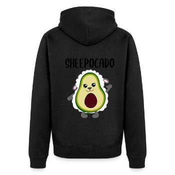 Avocado Sheep Funny Vegetable Fruit Gift - Unisex Premium Organic Zip Hoodie - black - Back - Nico (187cm)