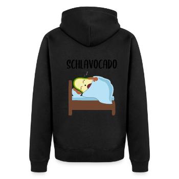 Lustige Avocado Schlafende Frucht Beere Geschenk - Unisex Premium Bio Zip Hoodie - Schwarz - Hinten - Nico (187cm)
