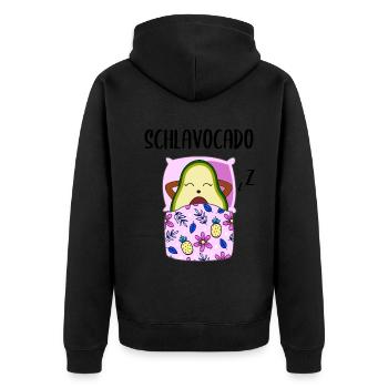 Lustige Avocado Schlafende Frucht Beere Geschenk - Unisex Premium Bio Zip Hoodie - Schwarz - Hinten - Nico (187cm)