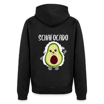 Avocado Sheep Funny Vegetable Fruit Gift - Unisex Premium Organic Zip Hoodie - black - Back - Nico (187cm)