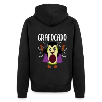 Avocado Vampire Funny Vegetable Fruit Gift - Unisex Premium Organic Zip Hoodie - black - Back - Nico (187cm)