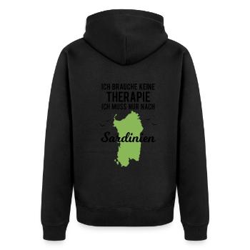 Sardinien Lustiger Spruch Italien Urlaub Geschenk - Unisex Premium Bio Zip Hoodie - Schwarz - Hinten - Nico (187cm)