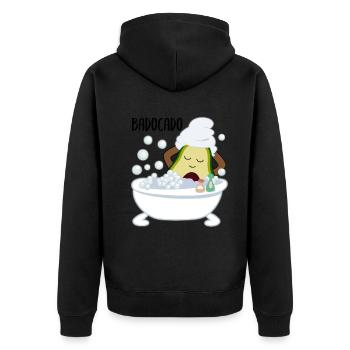 Avocado In Badewanne Lustiges Gemüse Obst Geschenk - Unisex Premium Bio Zip Hoodie - Schwarz - Hinten - Nico (187cm)