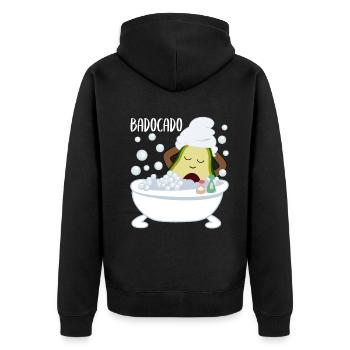 Avocado In Badewanne Lustiges Gemüse Obst Geschenk - Unisex Premium Bio Zip Hoodie - Schwarz - Hinten - Nico (187cm)