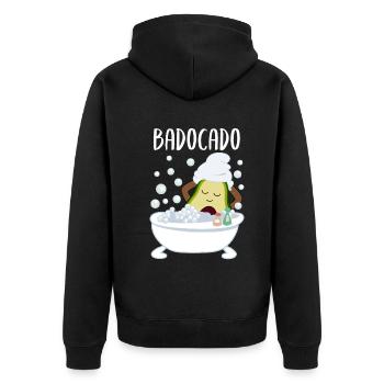Avocado In Badewanne Lustiges Gemüse Obst Geschenk - Unisex Premium Bio Zip Hoodie - Schwarz - Hinten - Nico (187cm)