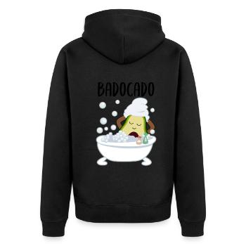 Avocado In Badewanne Lustiges Gemüse Obst Geschenk - Unisex Premium Bio Zip Hoodie - Schwarz - Hinten - Nico (187cm)