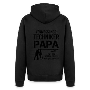 Vermessungstechniker Papa Spruch Geschenk Herren - Unisex Premium Bio Zip Hoodie - Schwarz - Hinten - Nico (187cm)