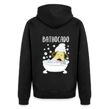 Avocado In Badewanne Lustiges Gemüse Obst Geschenk - Unisex Premium Bio Zip Hoodie - Schwarz - Hinten - Nico (187cm)