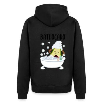 Avocado In Badewanne Lustiges Gemüse Obst Geschenk - Unisex Premium Bio Zip Hoodie - Schwarz - Hinten - Nico (187cm)