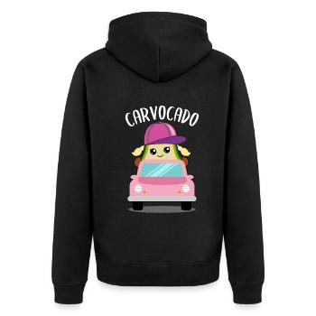 Avocado in Car Funny Vegetable Fruit Gift - Unisex Premium Organic Zip Hoodie - black - Back - Nico (187cm)