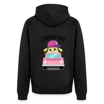 Avocado in Car Funny Vegetable Fruit Gift - Unisex Premium Organic Zip Hoodie - black - Back - Nico (187cm)