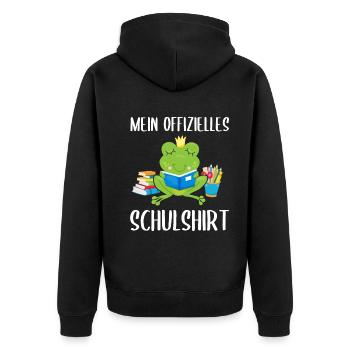 Frosch Schulshirt Schulbeginn Schule Geschenk - Unisex Premium Bio Zip Hoodie - Schwarz - Hinten - Nico (187cm)