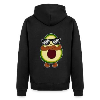 Avocado With Sunglasses Funny Gift - Unisex Premium Organic Zip Hoodie - black - Back - Nico (187cm)