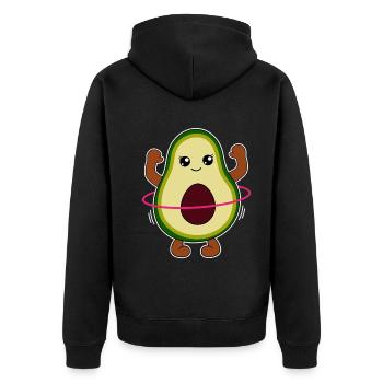 Avocado with Hulahooping Gift - Unisex Premium Organic Zip Hoodie - black - Back - Nico (187cm)