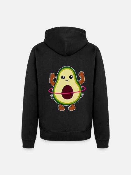 Avocado with Hulahooping Gift - Unisex Premium Organic Zip Hoodie - black