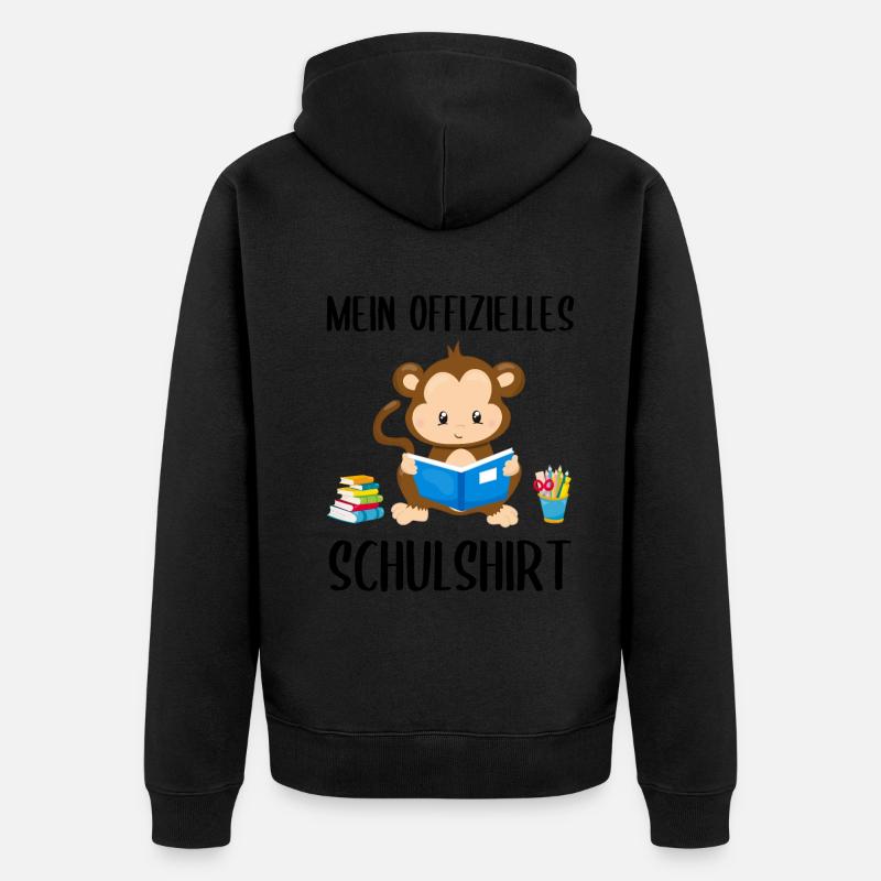 Affe Schulshirt Schulbeginn Schule Geschenk - Unisex Premium Bio Zip Hoodie - undefined