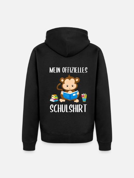 Affe Schulshirt Schulbeginn Schule Geschenk - Unisex Premium Bio Zip Hoodie - Schwarz