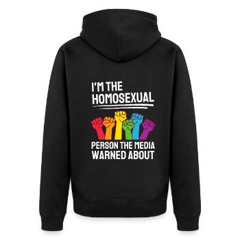 Regenbogen Faust Gay Pride Geschenk Lustiges LGBT - Unisex Premium Bio Zip Hoodie - Schwarz - Hinten - Nico (187cm)