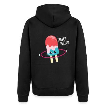 Kawaii Eis Mit Hulareifen Hulahooping Geschenk - Unisex Premium Bio Zip Hoodie - Schwarz - Hinten - Nico (187cm)
