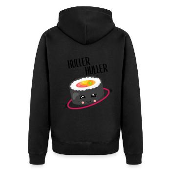 Kawaii Sushi Hulareifen Hulahooping Geschenk - Unisex Premium Bio Zip Hoodie - Schwarz - Hinten - Nico (187cm)