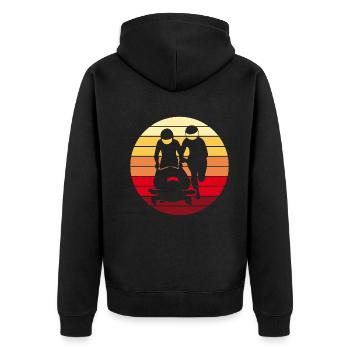 Bobfahrer Bobfahren Bobsport Retro Geschenk - Unisex Premium Bio Zip Hoodie - Schwarz - Hinten - Nico (187cm)