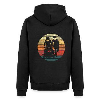 Bobfahrer Bobfahren Bobsport Retro Geschenk - Unisex Premium Bio Zip Hoodie - Schwarz - Hinten - Nico (187cm)
