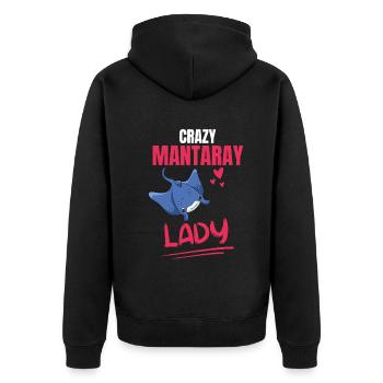 Verrückte Mantarochen Lady Frauen Geschenk Rochen - Unisex Premium Bio Zip Hoodie - Schwarz - Hinten - Nico (187cm)