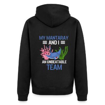Mein Mantarochen und ich Zoo Tier Lustiges Rochen - Unisex Premium Bio Zip Hoodie - Schwarz - Hinten - Nico (187cm)