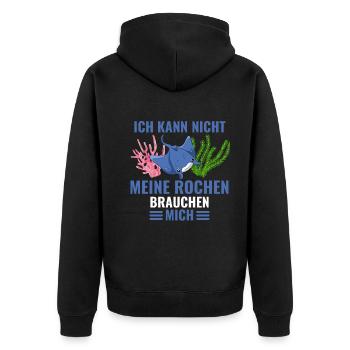 Meerestier Ozean Tier Geschenk Lustiges Rochen - Unisex Premium Bio Zip Hoodie - Schwarz - Hinten - Nico (187cm)