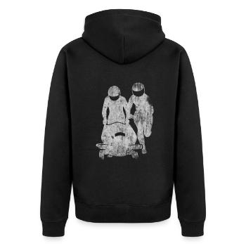 Bobfahrer Bobfahren Bobsport Fans Geschenk - Unisex Premium Bio Zip Hoodie - Schwarz - Hinten - Nico (187cm)